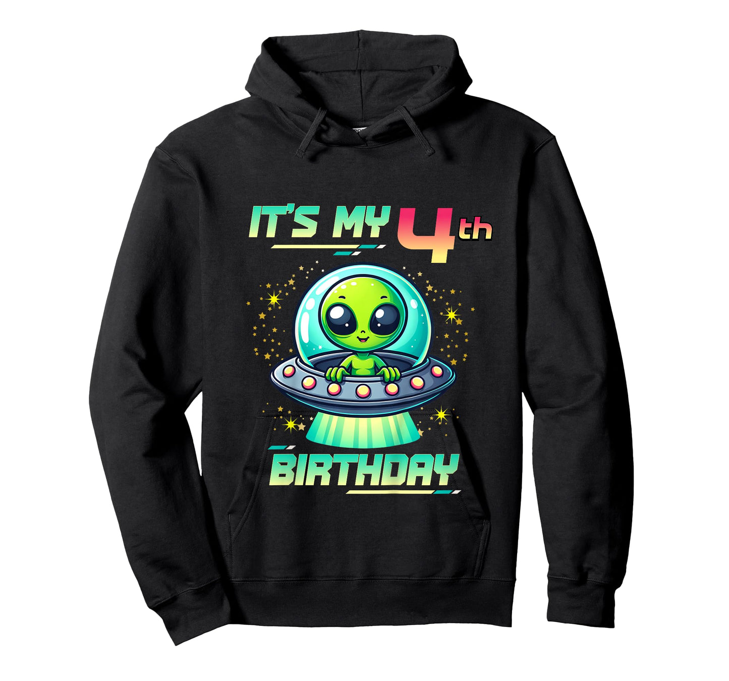 Kids It's My 4th Birthday Alien Theme UFO Space T-Shirt