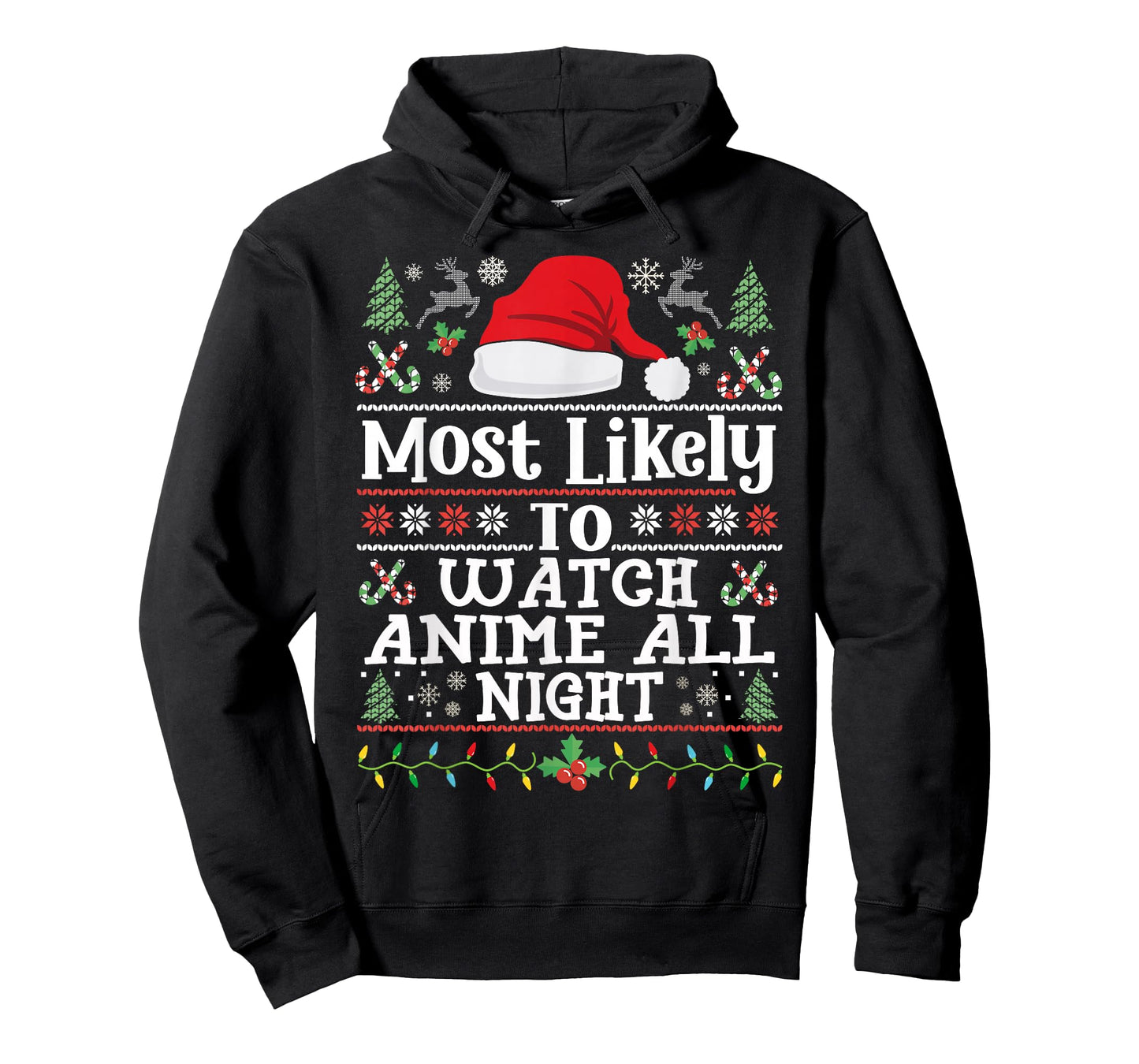 Watch Anime all night - Funny Christmas Family Manga Anime T-Shirt