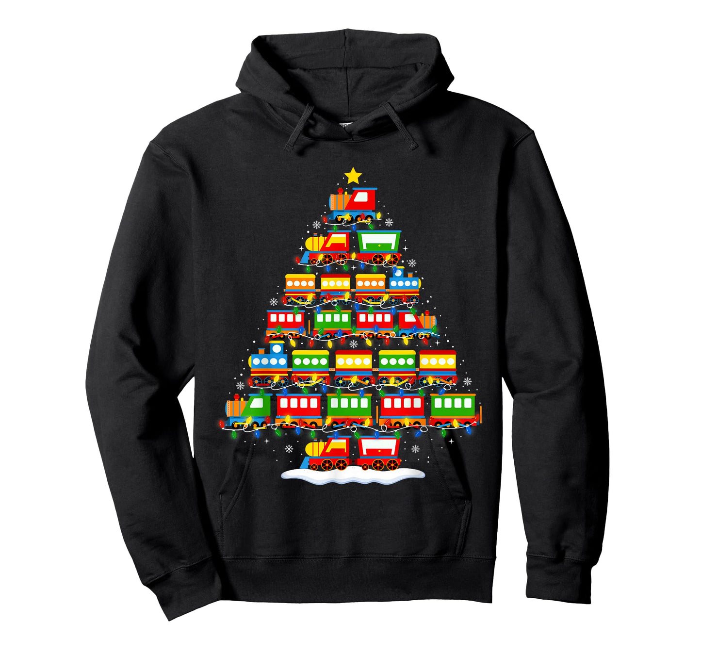 Train Christmas Tree Lights Boys Kids Funny Xmas Pajamas T-Shirt