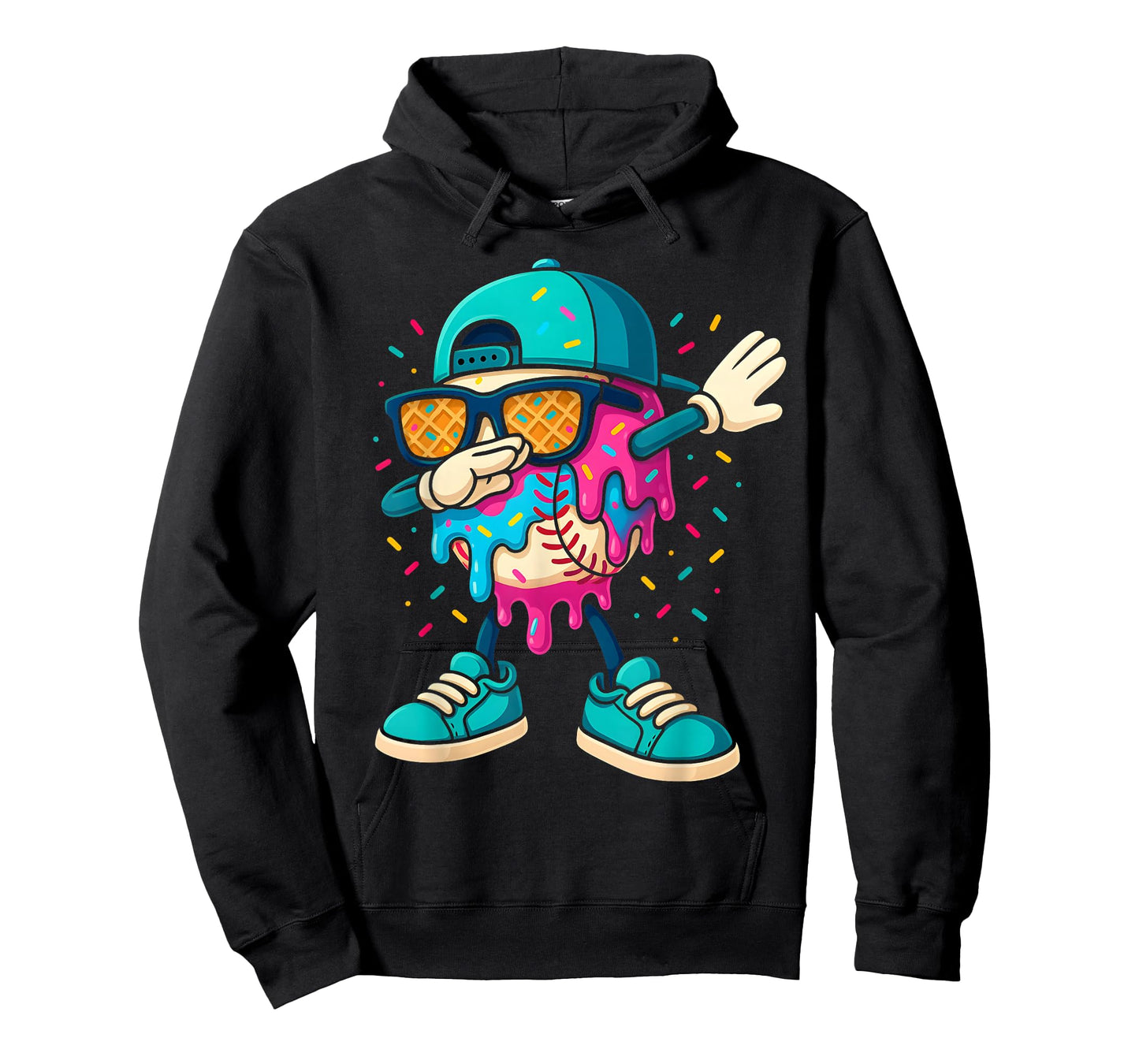 Baseball Drip Ice Cream Boys Dabbing Youth Baseball Sprinkle T-Shirt