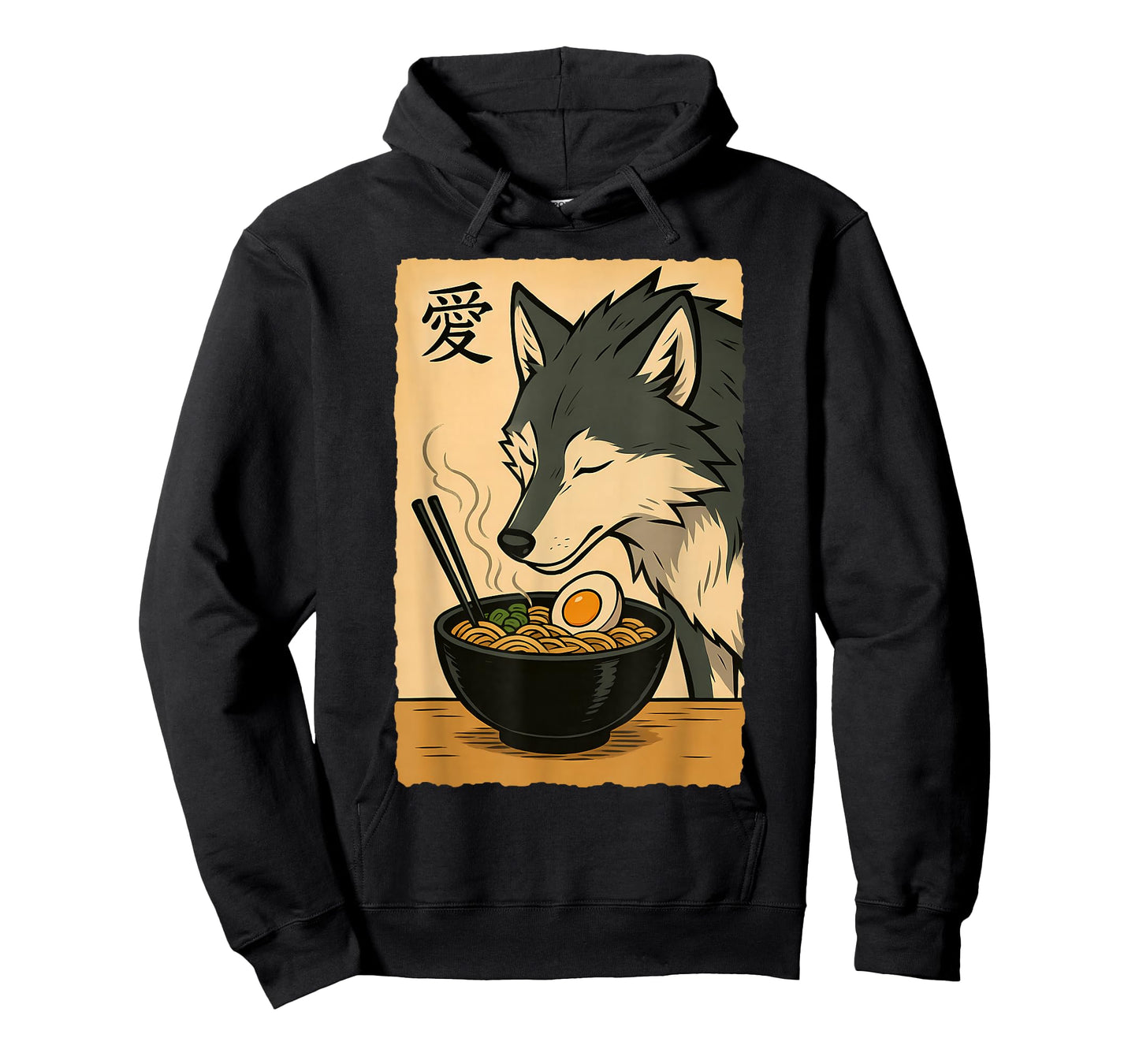Funny Wolf Ramen Graphic Tee Japanese Art Kawaii Anime Wolf T-Shirt