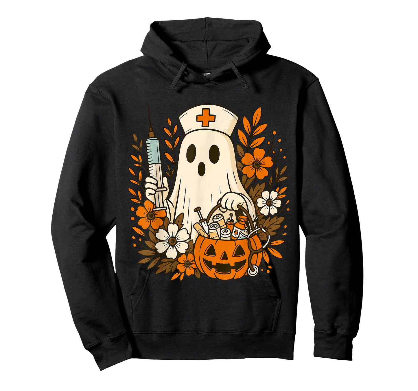 Nurse Ghost Pumpkin Halloween Autumn Nurse Halloween T-Shirt