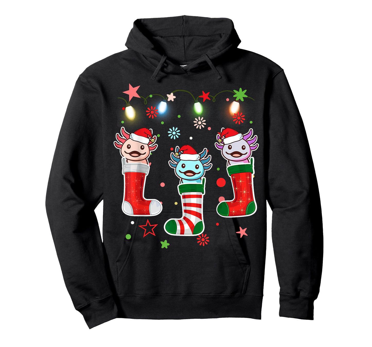 Kawaii Axolotl Christmas Stocking Kid Youth Teen Pajamas Pjs T-Shirt