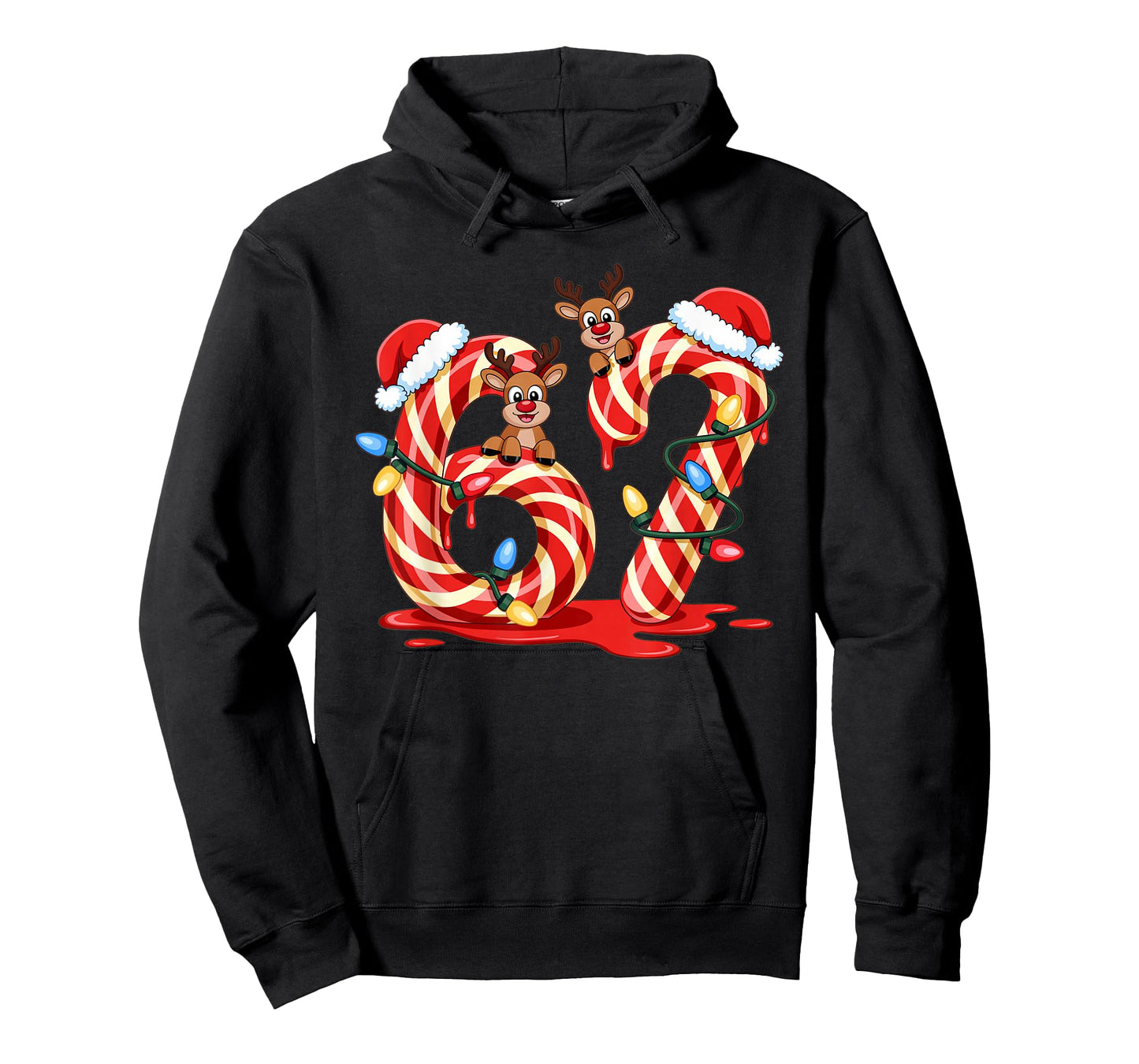 Melting Candy Cane 67 Christmas Design Santa Hat Holiday T-Shirt