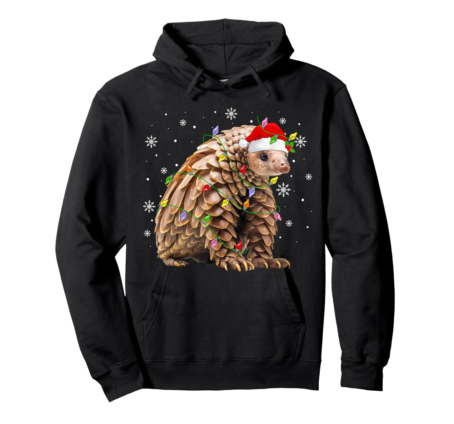 Pangolin Christmas Lights Funny Santa Hat Animal Lover Xmas T-Shirt