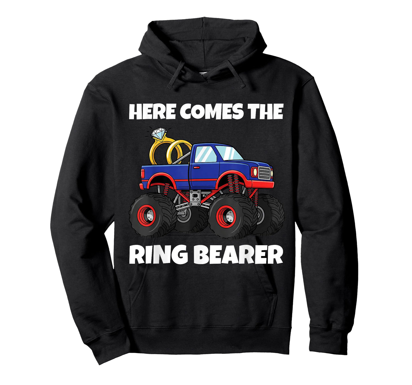Here Comes the Rings Bearer Funny Monster Truck Wedding T-Shirt