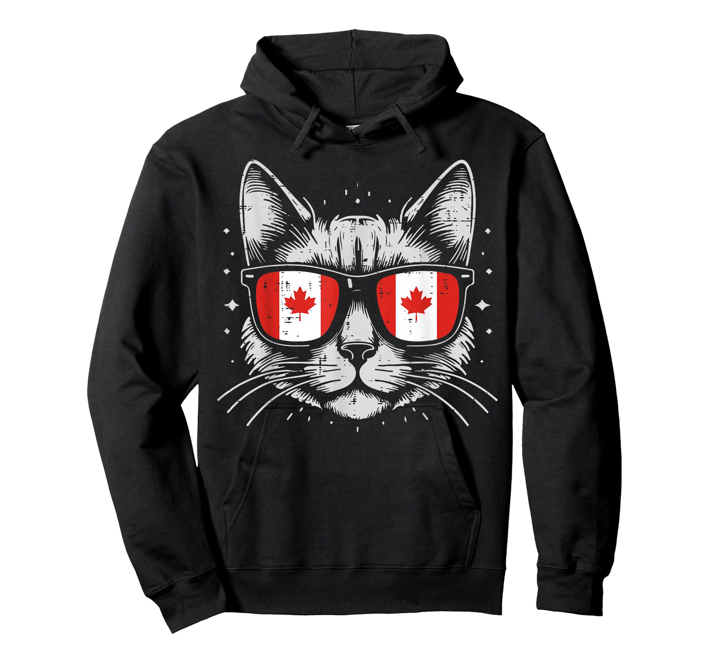 Cat Face Canada Flag Sunglasses Patriot Women Girls Kids Men T-Shirt