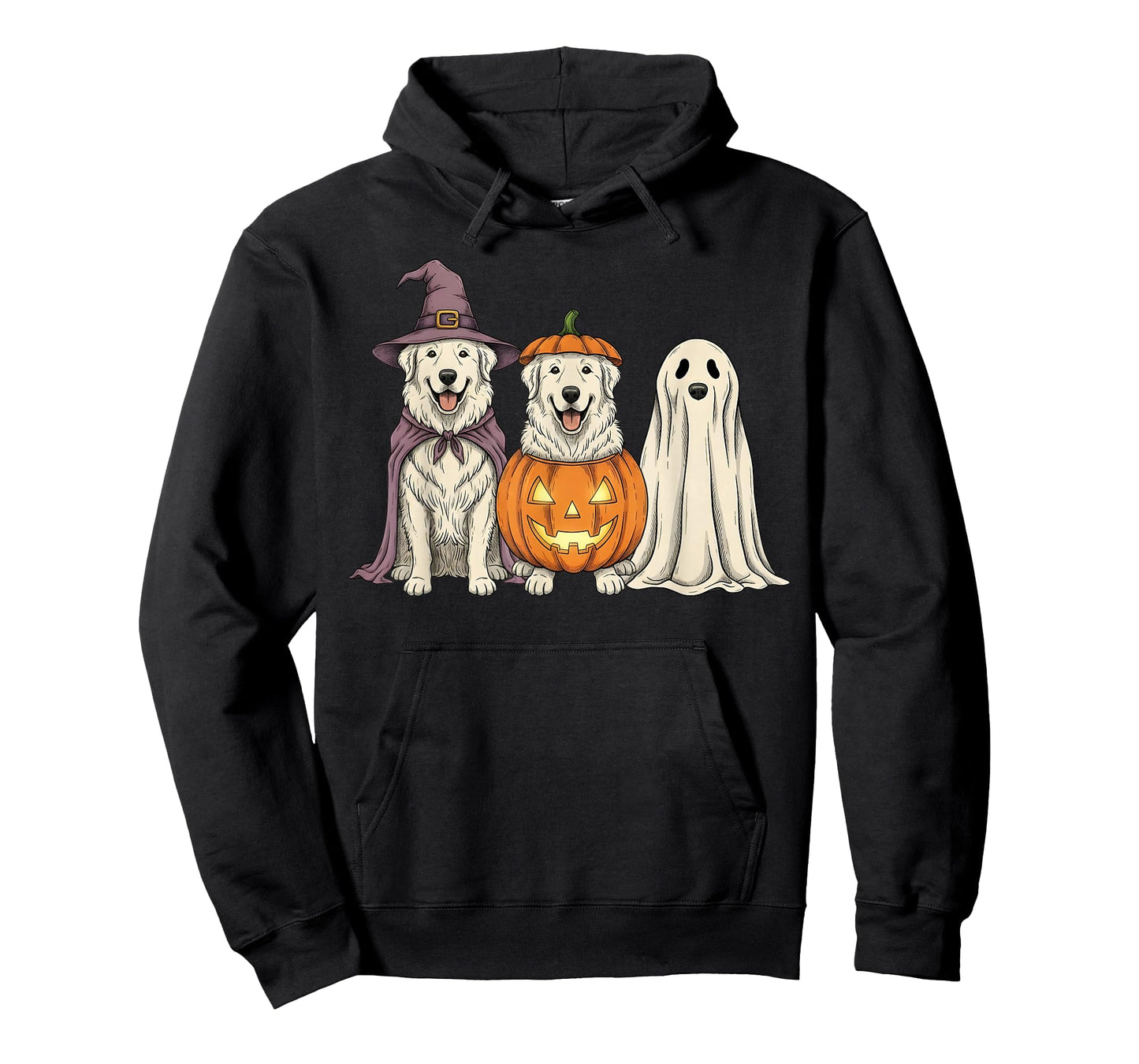 Spooky Ghost Great Pyrenees Pumpkin Halloween Dog Lover T-Shirt