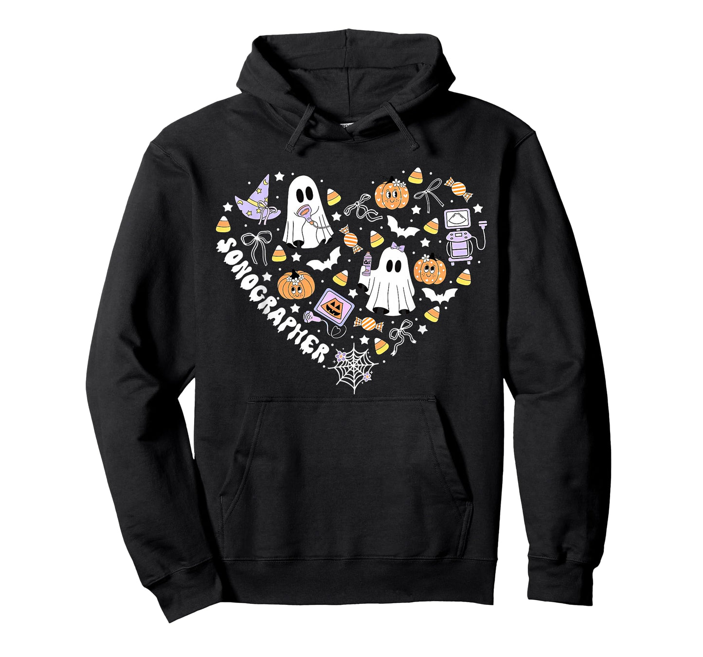 Sonographer Heart Halloween Ultrasound Tech MFM OBGYN Spooky T-Shirt