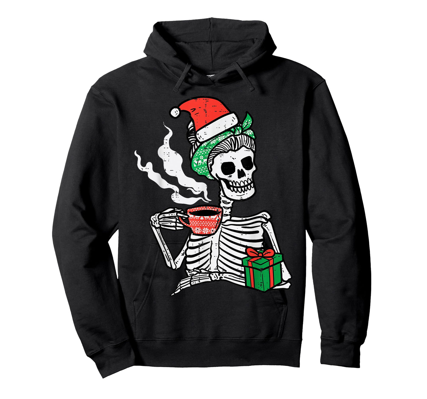 Woman Skeleton Santa Coffee Xmas Christmas Women Mom T-Shirt