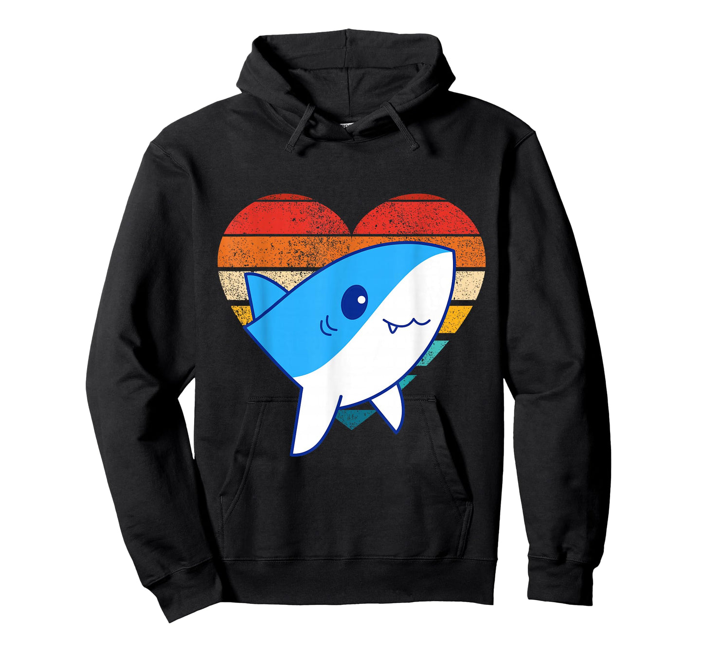 Cute Shark Design Retro Heart Shape Vintage Style T-Shirt