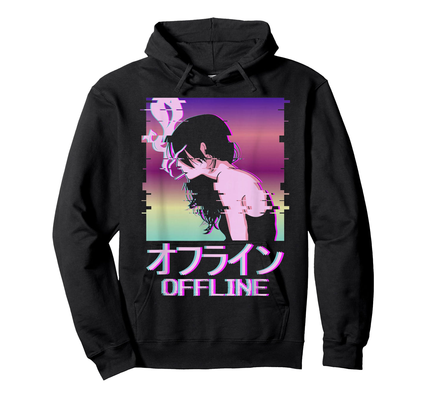 Offline Japanese Vaporwave Alt Indie Aesthetic Anime Girl T-Shirt
