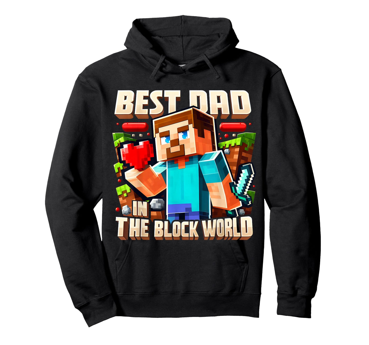 Best Dad in the Block World Pixel Gaming Father Day T-Shirt