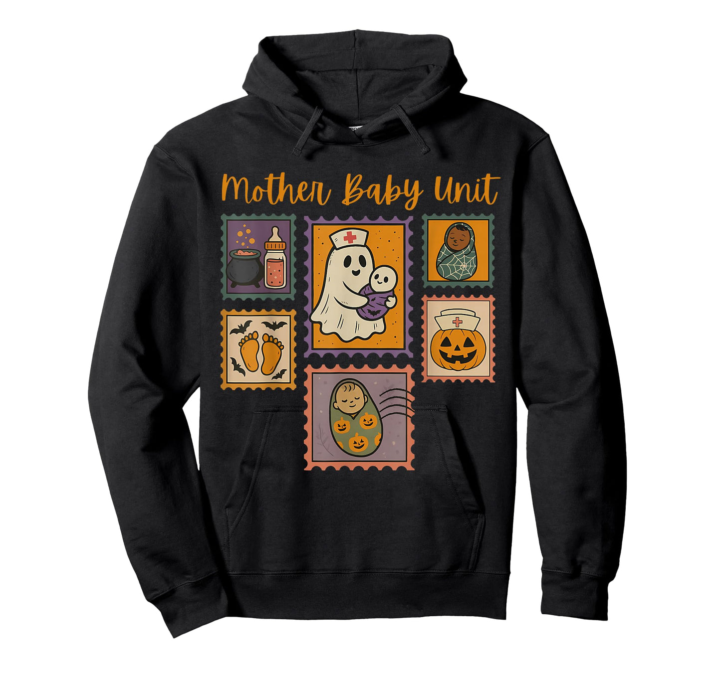 Stamp Mother Baby Nurse Halloween Spooky Nursery Nurse Ghost T-Shirt