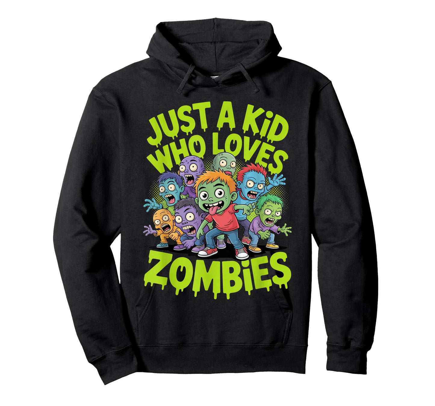 Just a Kid Who Loves Zombies Playful Halloween Boys Girls T-Shirt