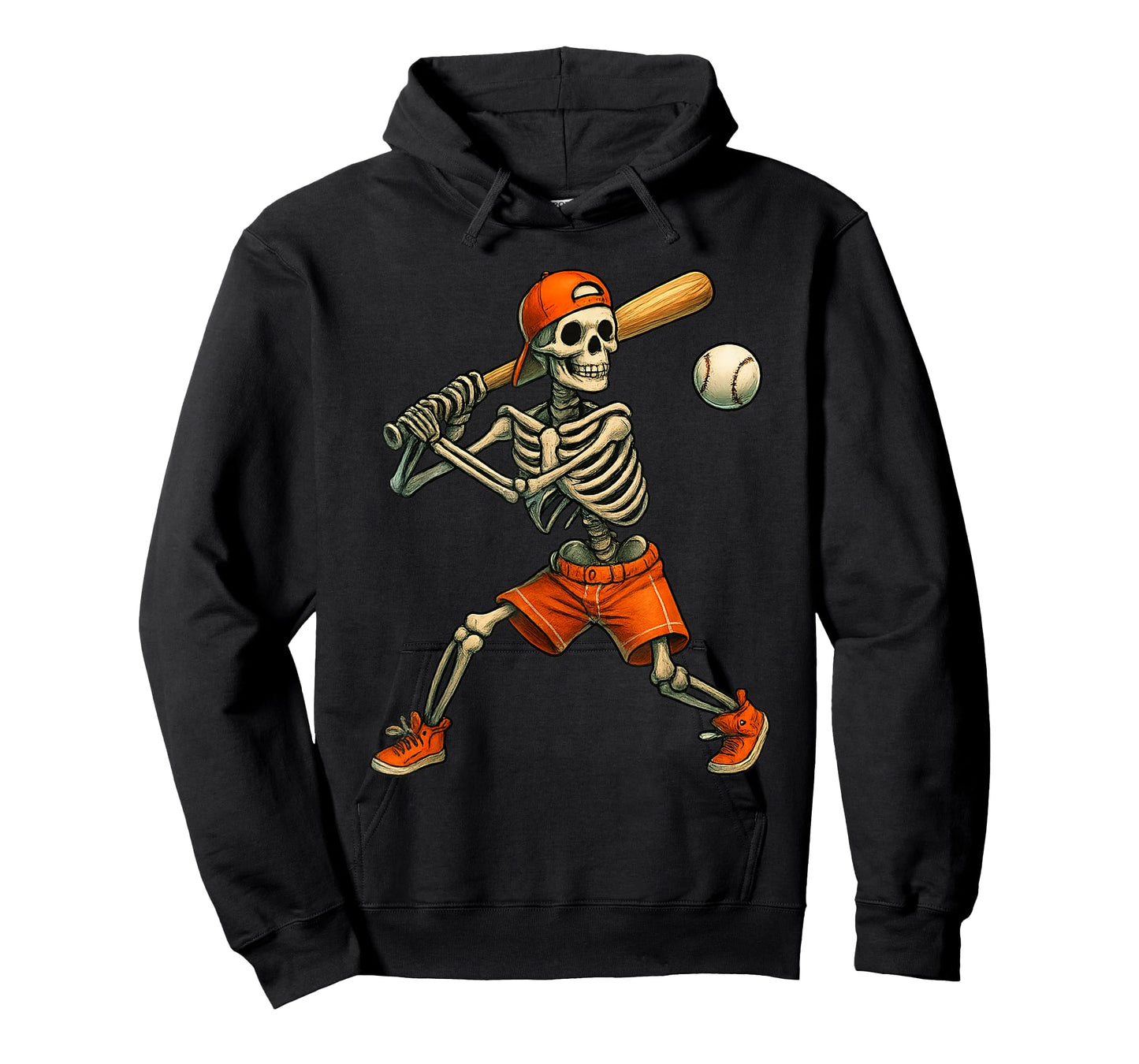 Funny Skeleton Batting Baseball Halloween Boys Men Kids T-Shirt
