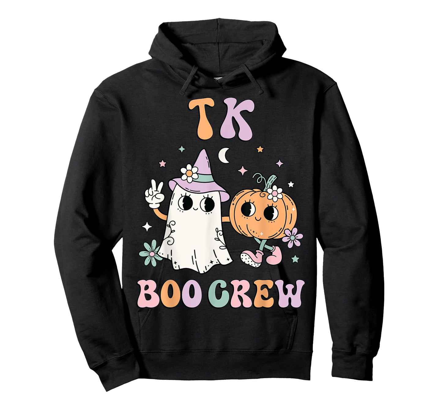TK Boo Crew Retro Groovy Halloween Floral Ghost TK Teacher Men Women Kids T-Shirt