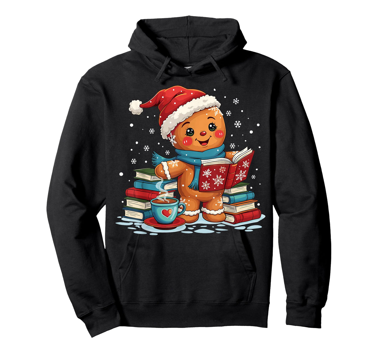 Gingerbread Reading Book Lovers Christmas Bookworm Librarian T-Shirt