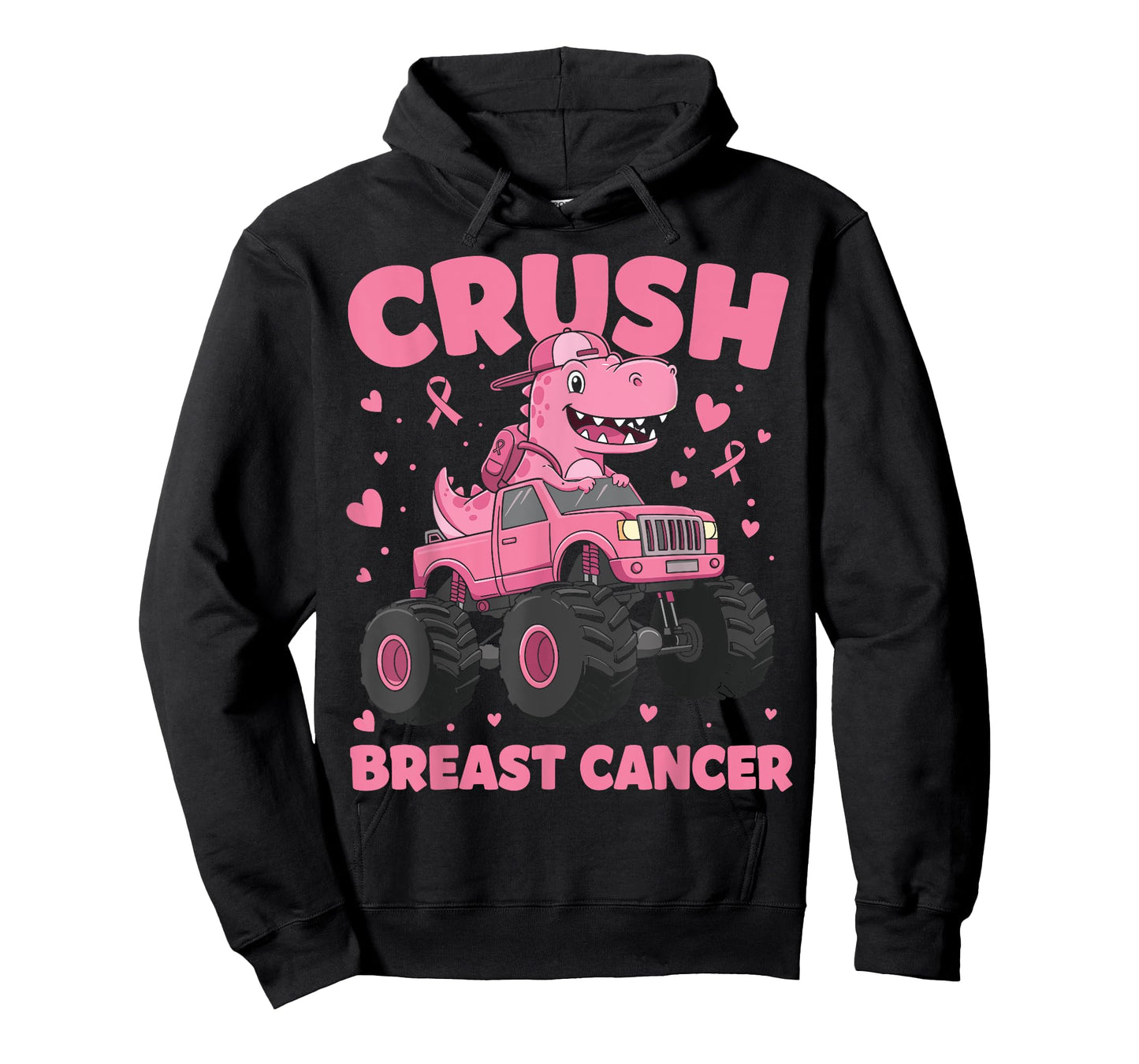 Crush Breast Cancer Awareness Monster Truck Toddler Boy Kids T-Shirt