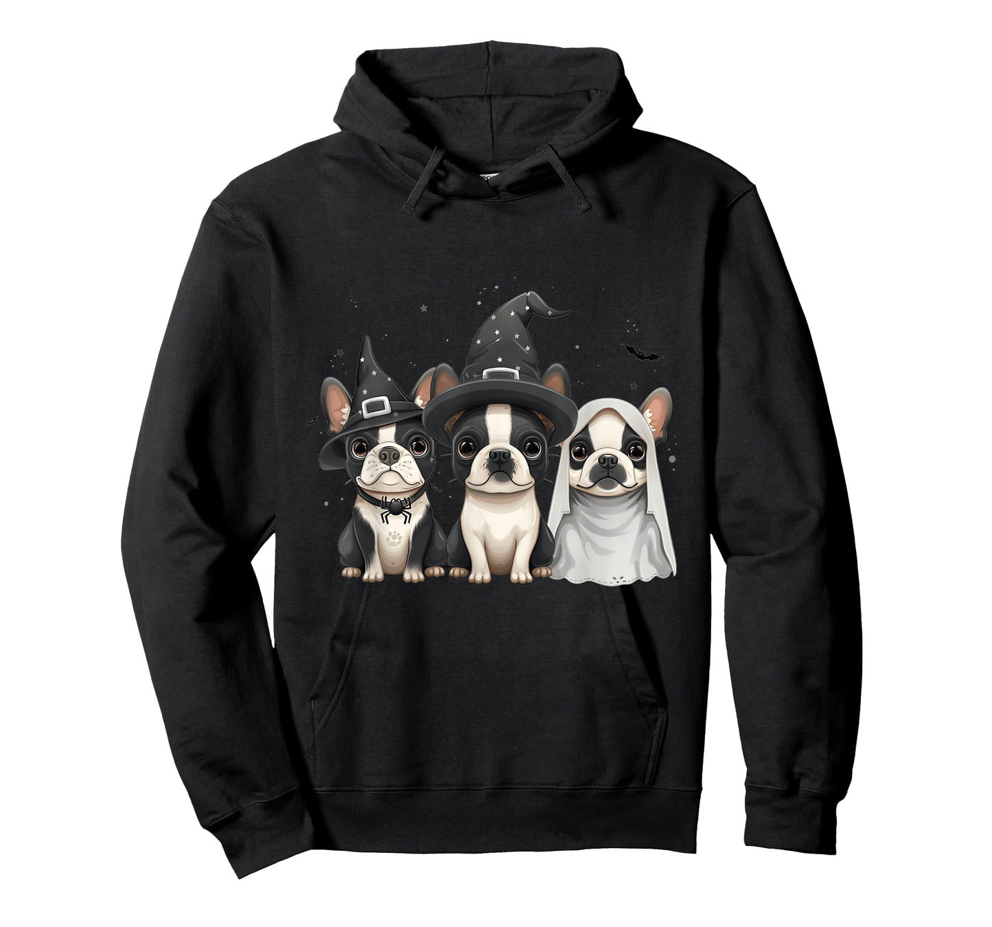 Cute Halloween Boston Terrier Dogs Witch Hat Ghost Dog T-Shirt for Men Women Kids
