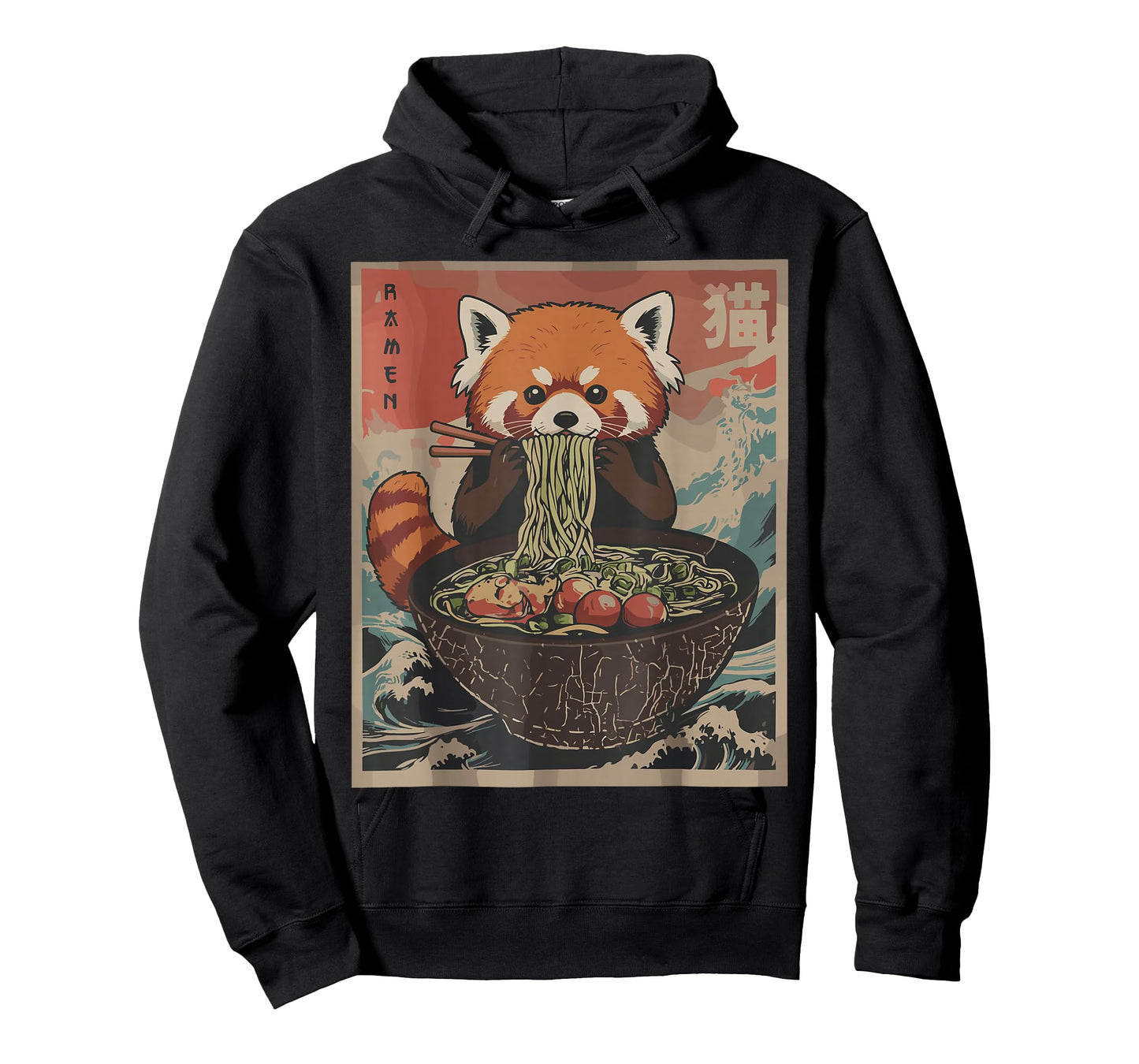 Ramen Japanese Graphic Tees Red Panda Anime Shirts for Men T-Shirt