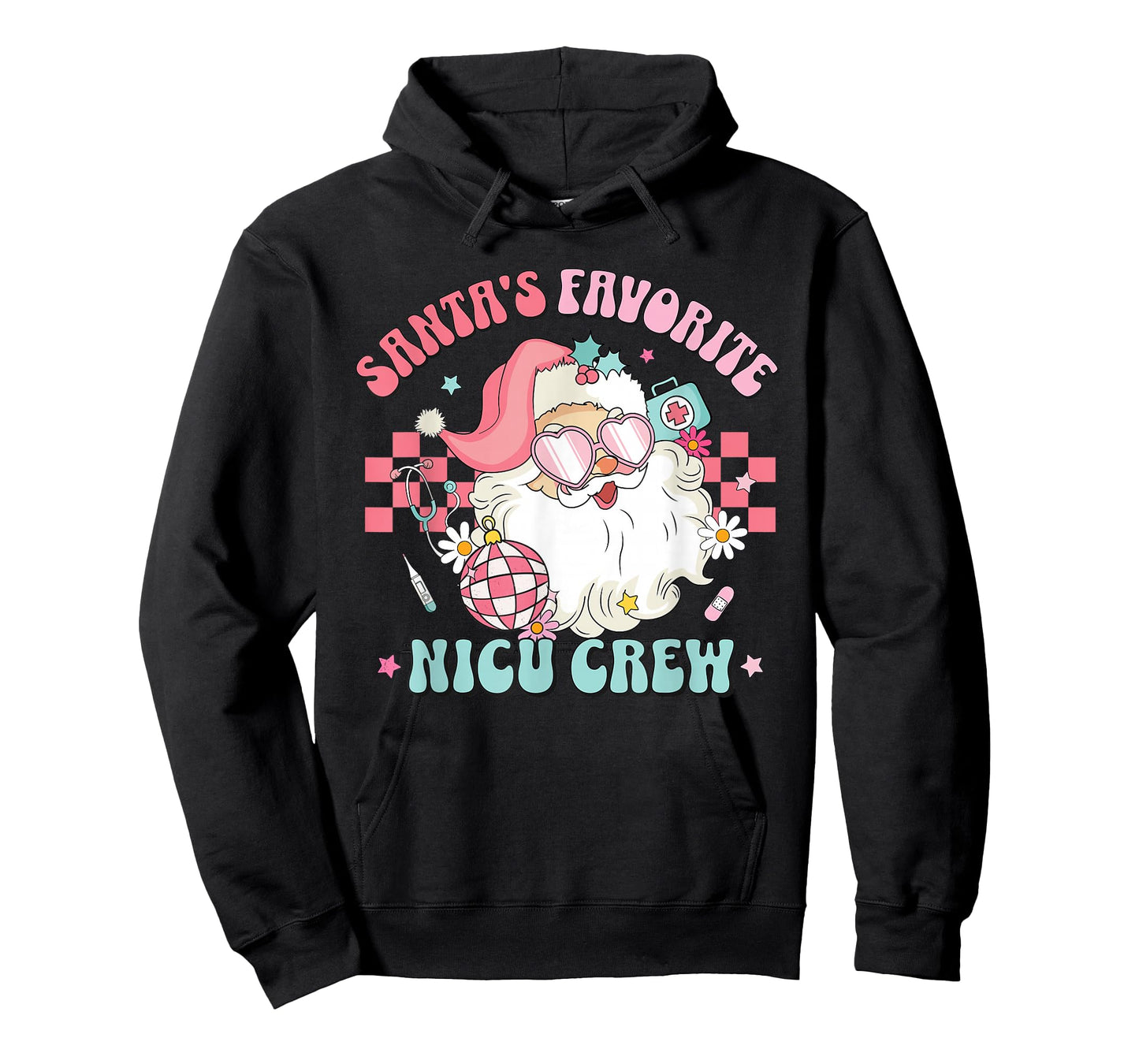 Retro Pink Christmas Neonatal Santa's Favorite NICU Nurse T-Shirt