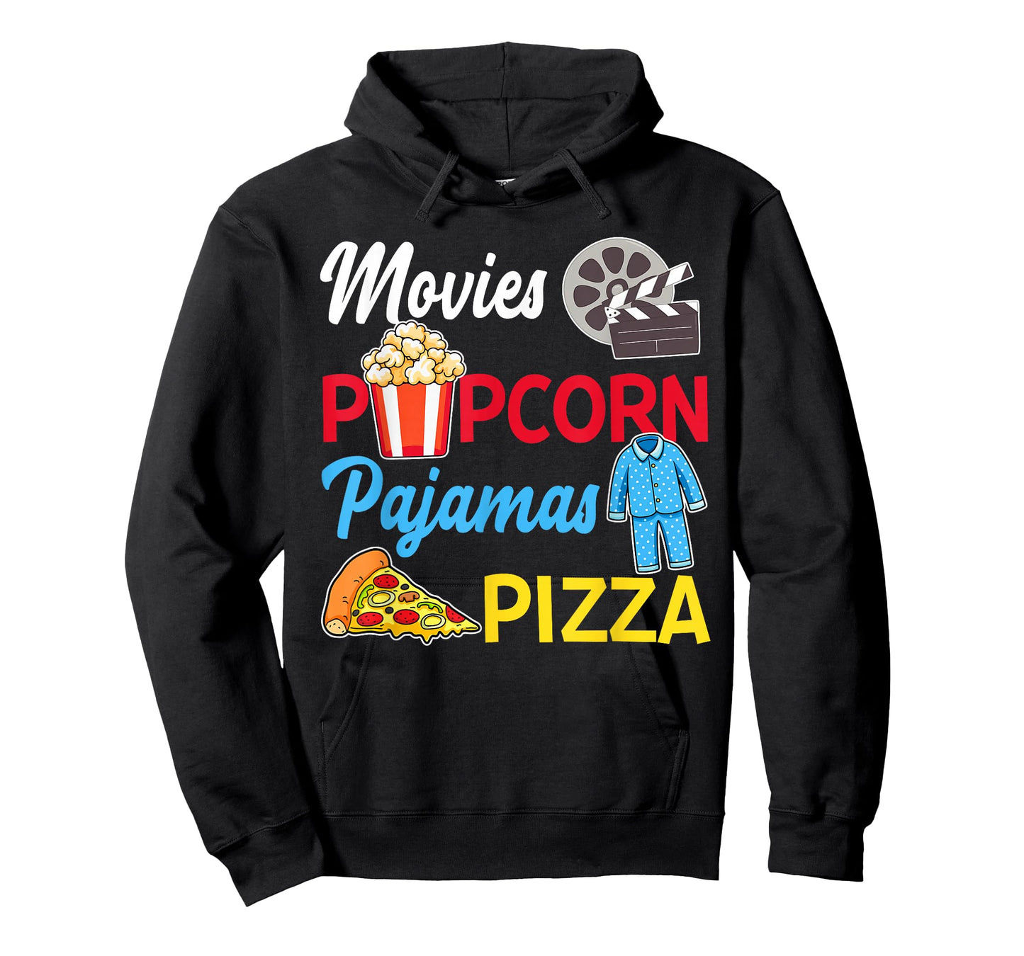 Movies Popcorn Pajamas Pizza Movie Night Party T-Shirt