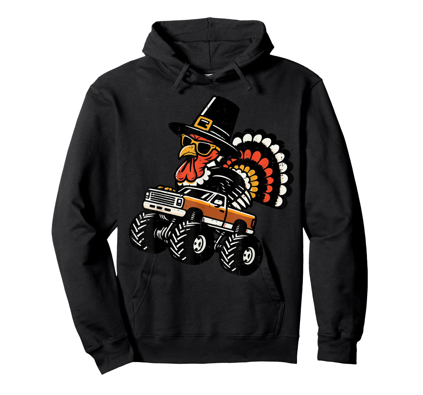 Thanksgiving Turkey On Monster Truck Boys Kids Youth Men T-Shirt