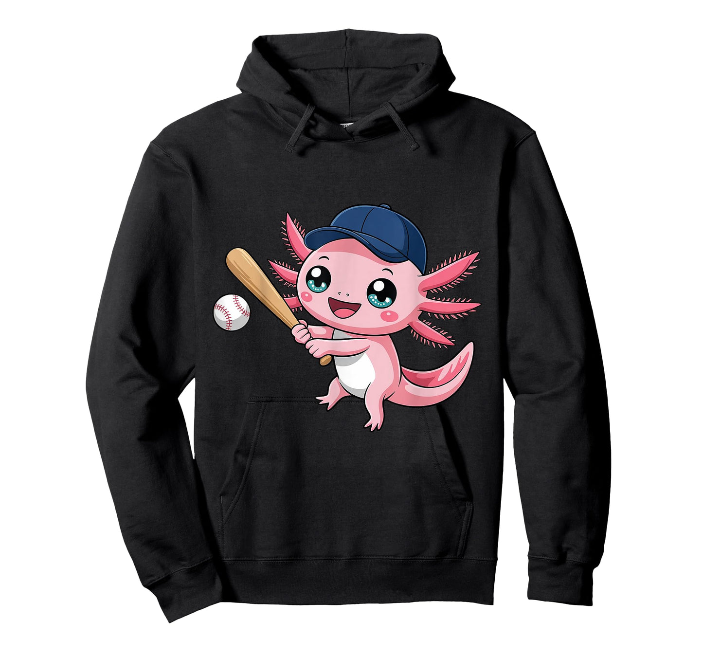 Cute Axolotl Playing Baseball Kid Kawaii Anime Axolotl T-Shirt