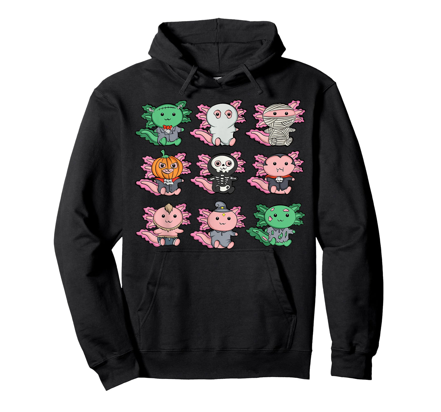 Cute Axolotl Halloween Ghost Mummy Pumpkin Zombie Costume T-Shirt