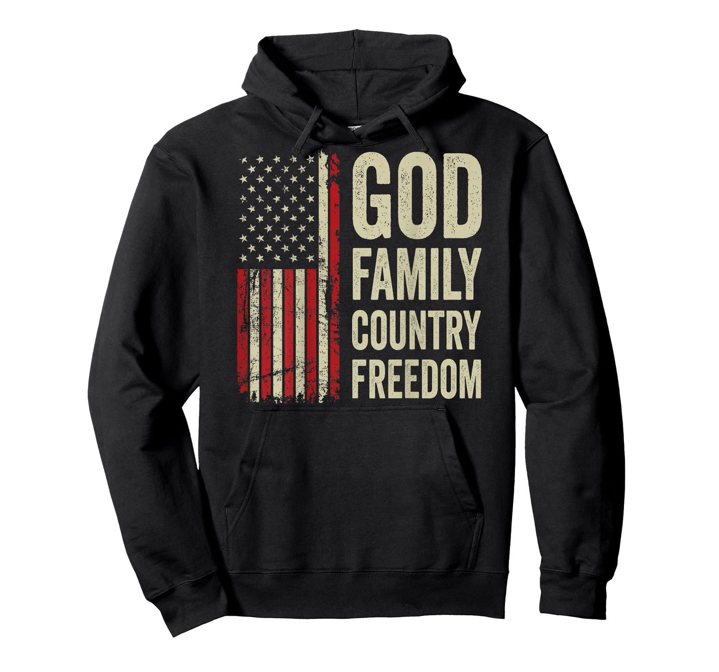 God Family Country Freedom - Patriotic USA Flag (ON BACK) T-Shirt