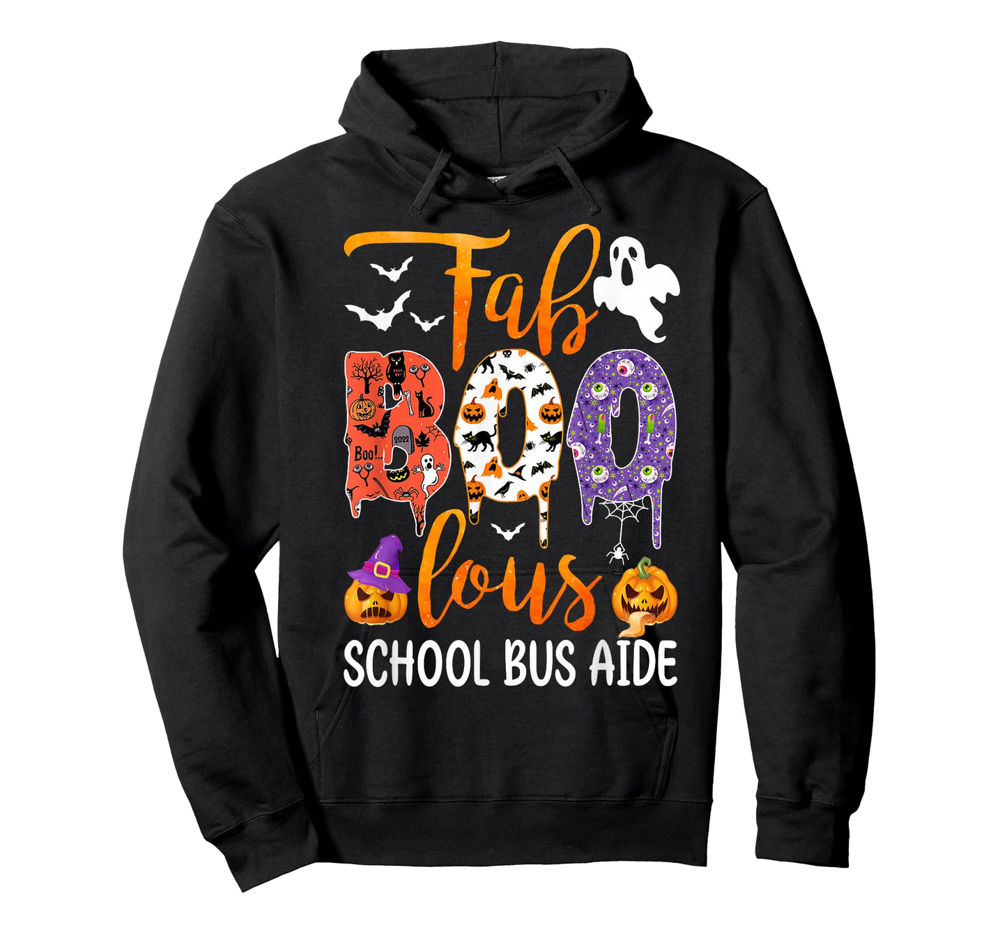 Fab Boo Lous School Bus Aide Boo Ghost Pumpkin Halloween T-Shirt