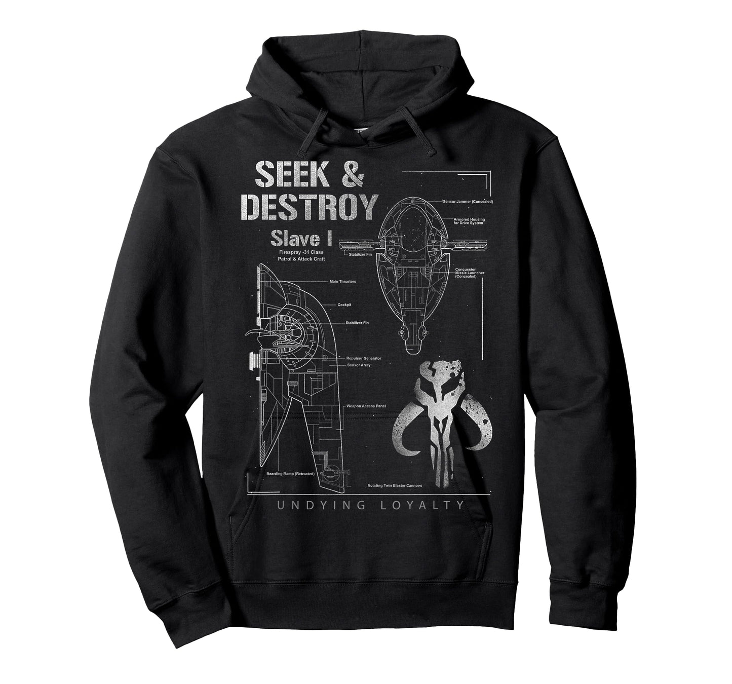 Star Wars Boba Slave I Ship Seek & Destroy Schematic T-Shirt T-Shirt