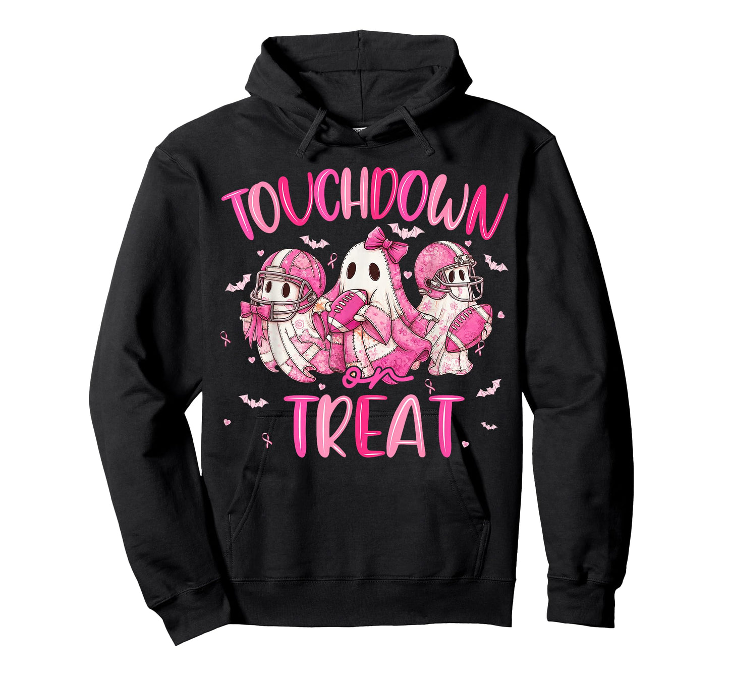 Touchdown Or Treat Halloween Boo Football Breast Cancer T-Shirt