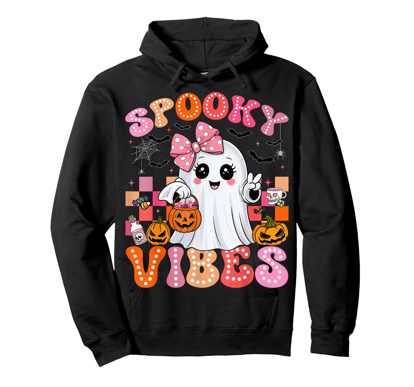 Groovy Spooky Vibes Cute Boo Ghost Halloween Costumes Girls T-Shirt