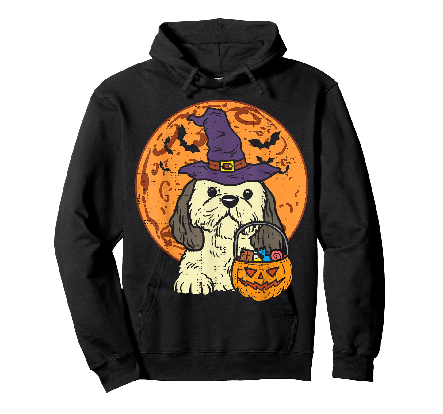 Shih Tzu Witch Moon Jack O Lantern Halloween Dog Men Women T-Shirt