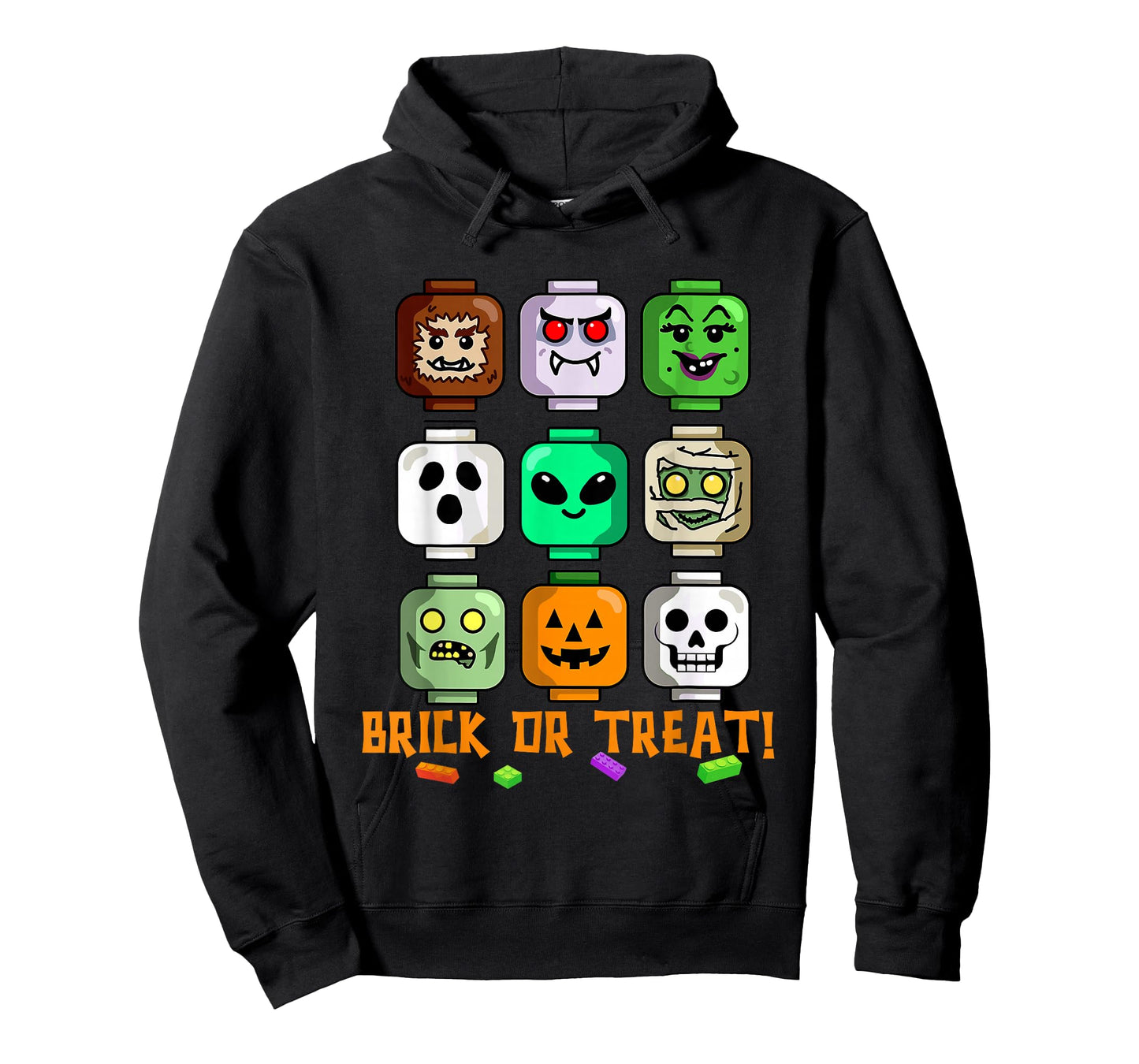Halloween Building Brick or Treat Heads Pumpkin Ghost Mummy T-Shirt