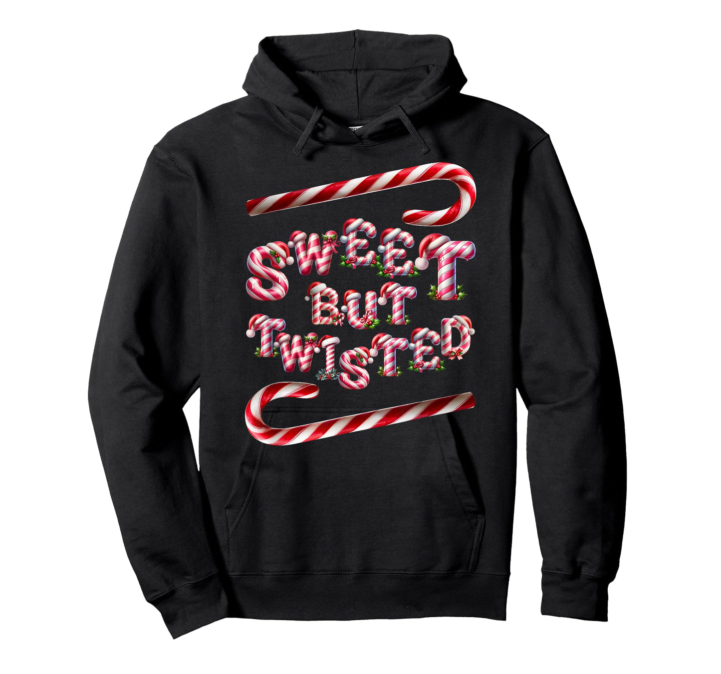 Sweet But Twisted. Two Candy Cane Sticks. Funny Xmas T-Shirt