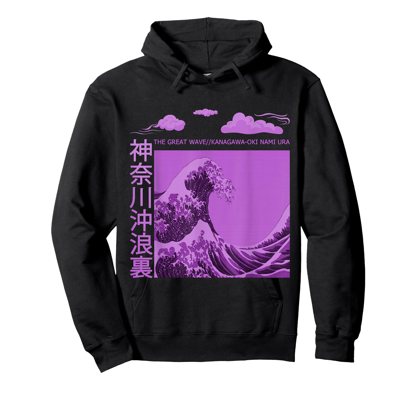 Big Wavy Japanese Purple Color Graphic T-Shirt