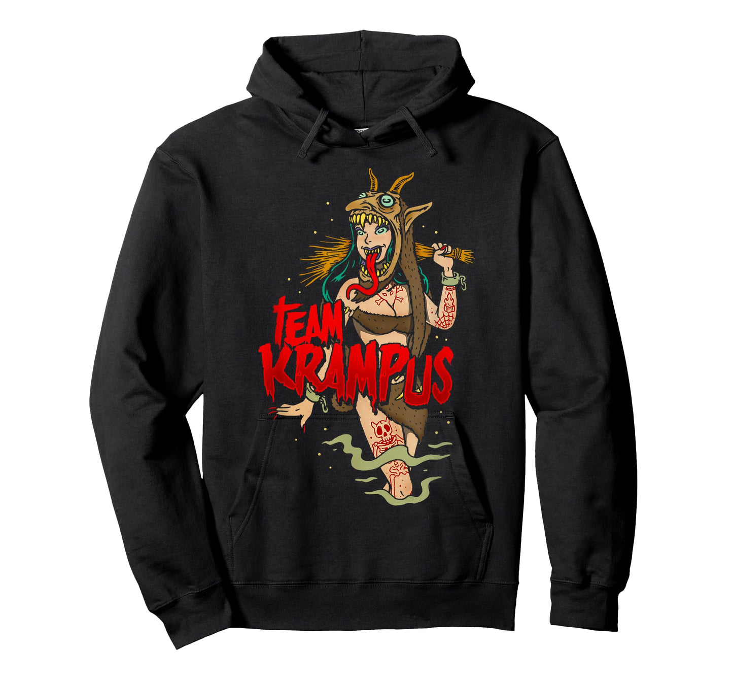 Team Krampus Pinup Goth Emo Girl Christmas T-Shirt