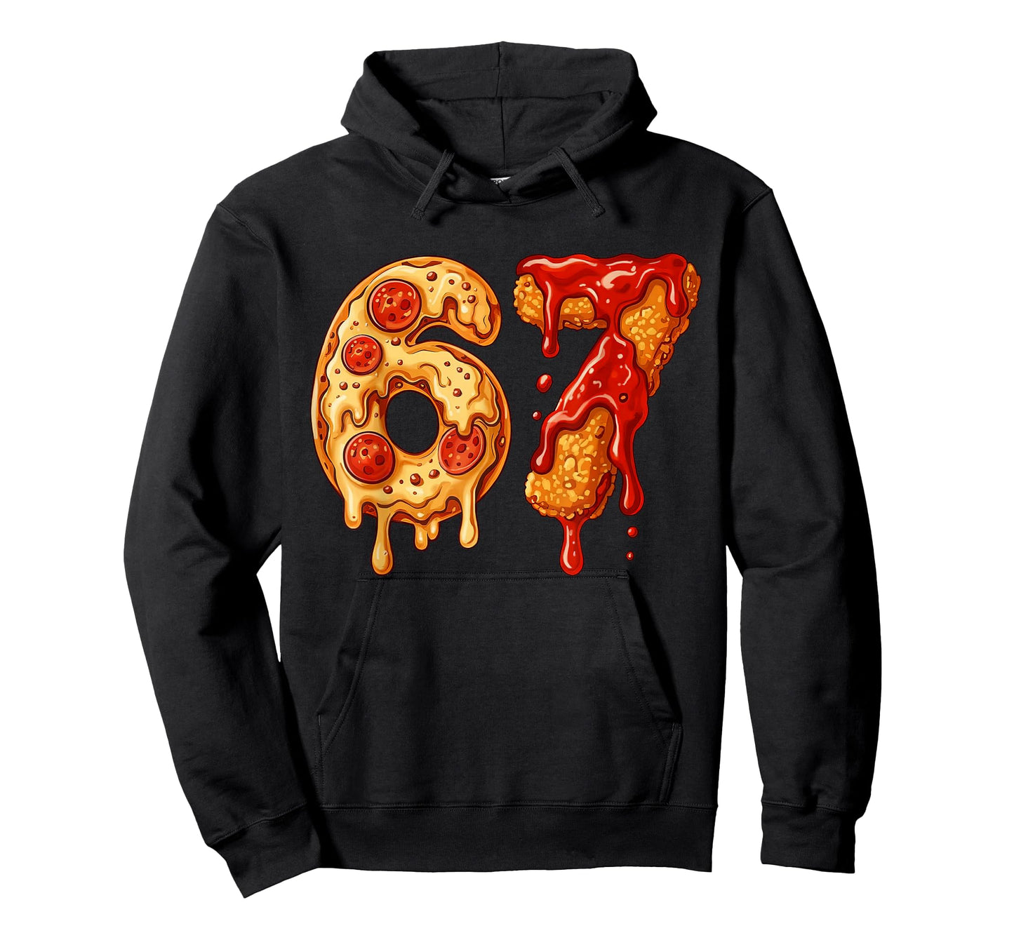 67 Six Seven 6-7 Pizza & Chicken Nugget - Kids Brainrot Meme T-Shirt