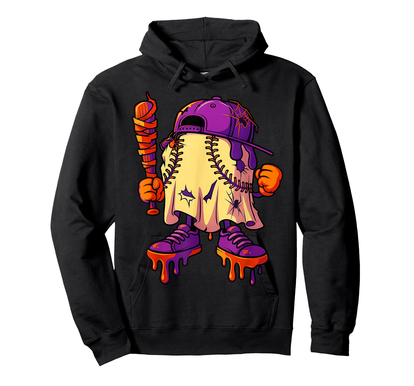 Funny Baseball Ghost Halloween Drip Baseball Boys Youth T-Shirt