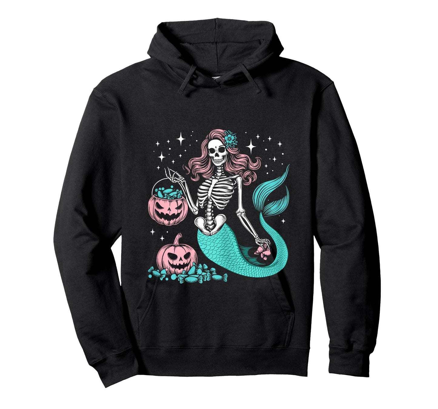 Halloween Mermaid Funny Skeleton T-Shirt