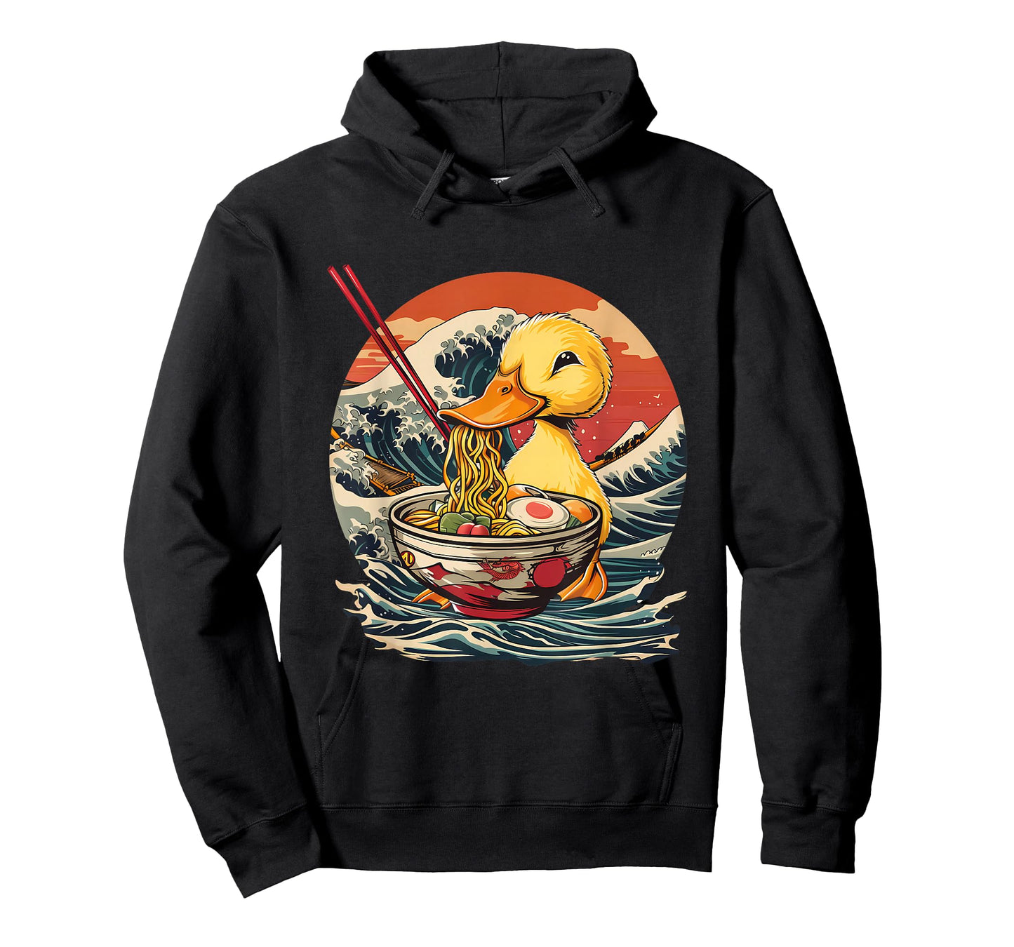 Duck Eating Ramen Noodles Waves Artwork Duck Ramen Bowl T-Shirt
