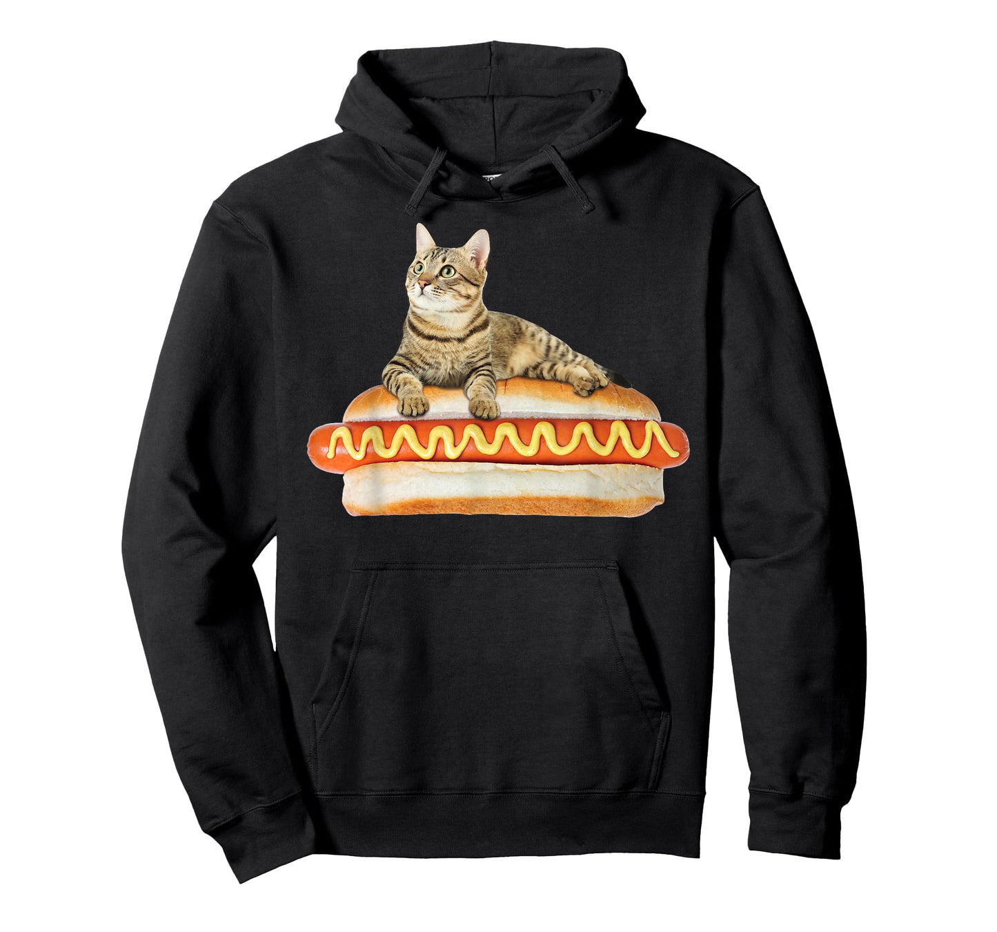 Funny Hot Dog Cat Tshirt by Zany Brainy, Cute Kitty Food Tee T-Shirt