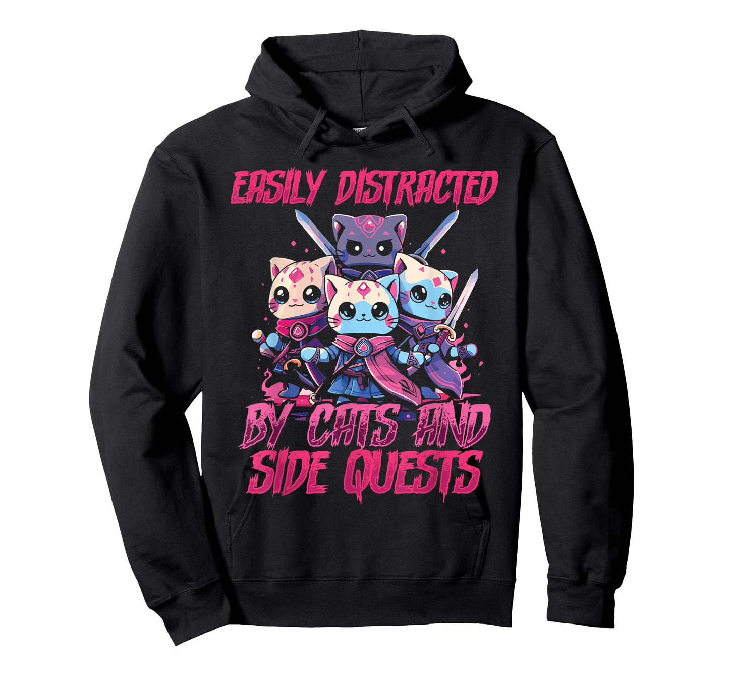 Rpg Gamer Cats Side Quest Distracted Nerdy Tabletop Fun Men T-Shirt