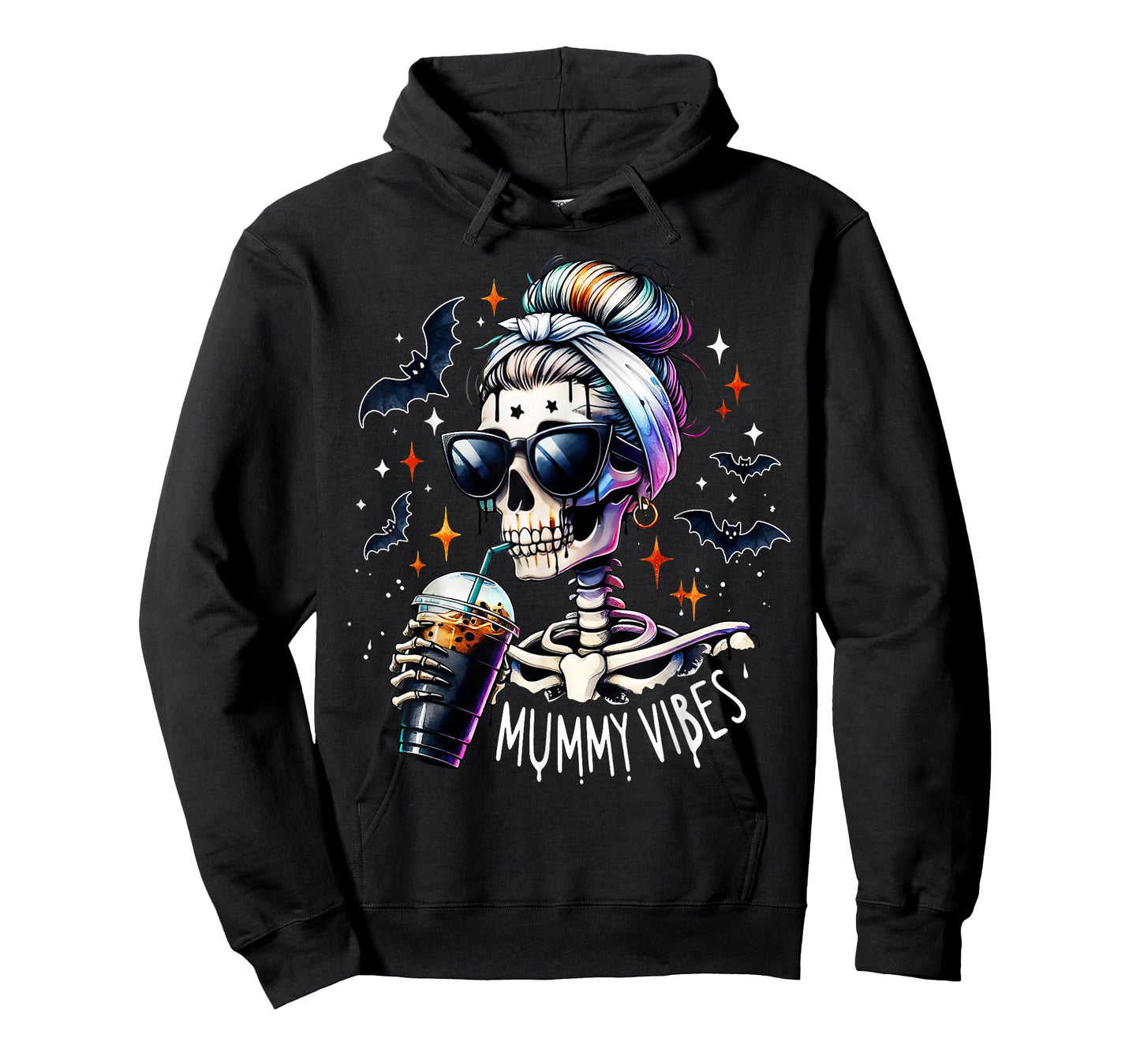 Mummy Vibes Skeleton Coffee Mom Spooky Season Halloween T-Shirt