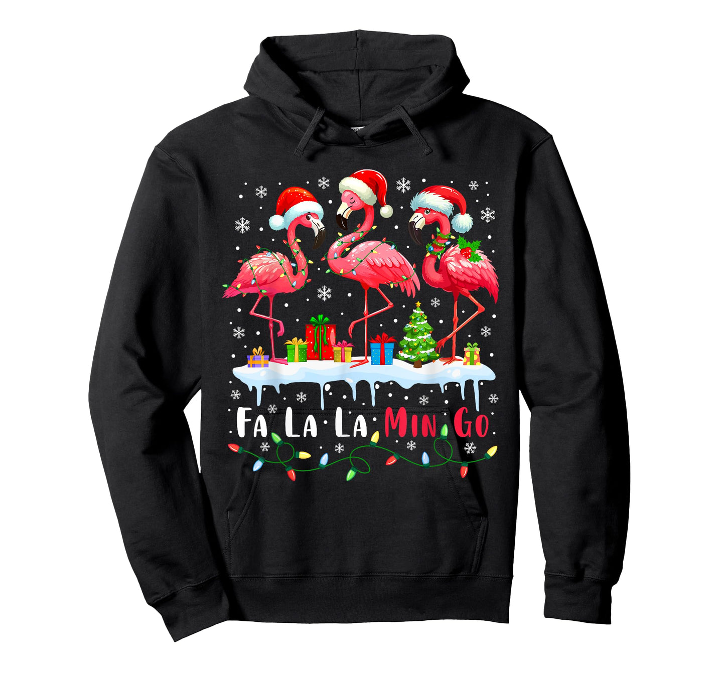 Fa La La Mingo Flamingo Christmas Tropical Xmas Tree Lights T-Shirt