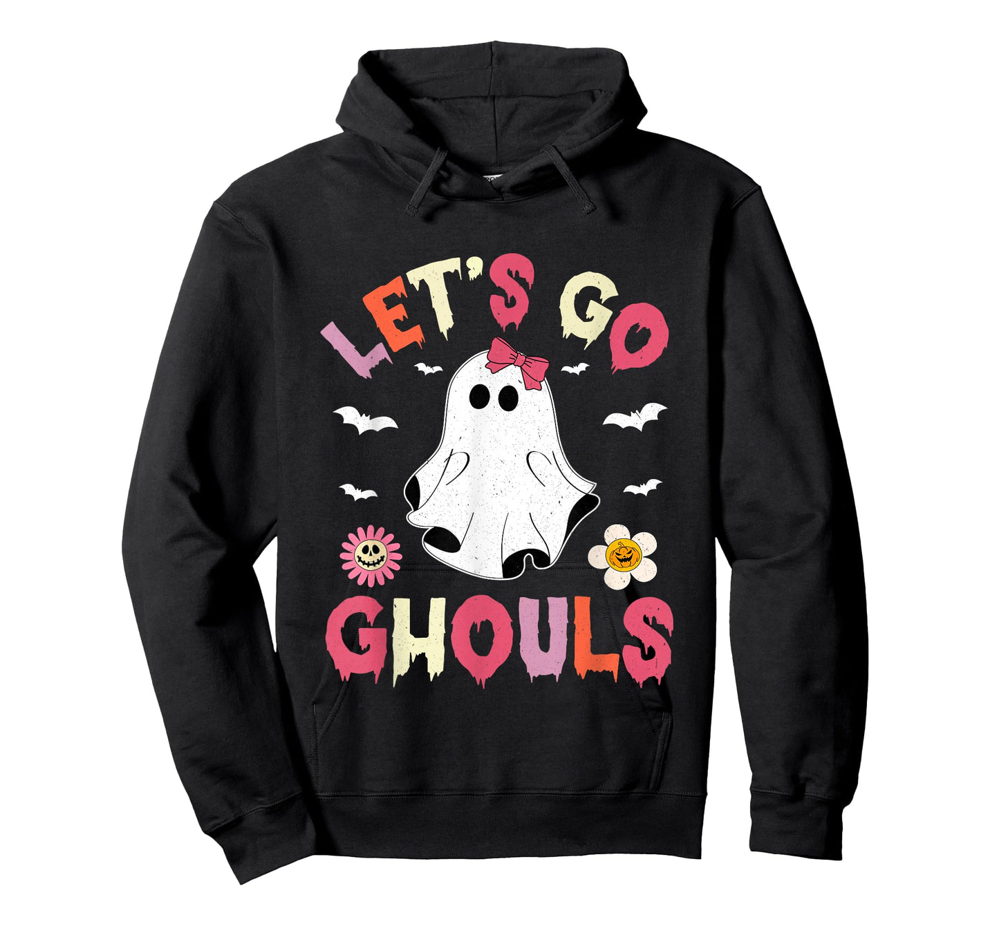 Halloween Lets Go Ghouls Ghost Retro Costume Women Girl Kids T-Shirt