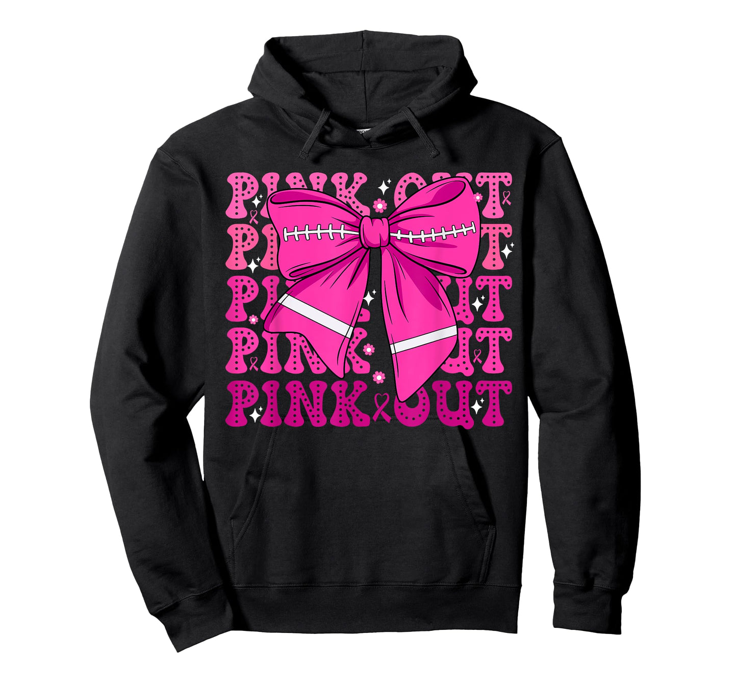 Preppy Pink Out Football Tackle Breast Cancer Awareness Bow T-Shirt